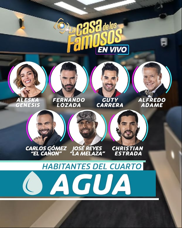 Habitantes del cuarto Agua de "La casa de los famosos 4" (Foto: Telemundo / Twitter)