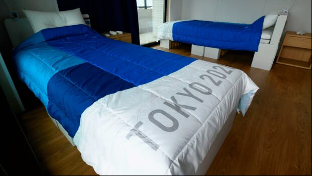 Las camas de la Villa Olímpica en Tokio 2020. (Foto: Difusión)