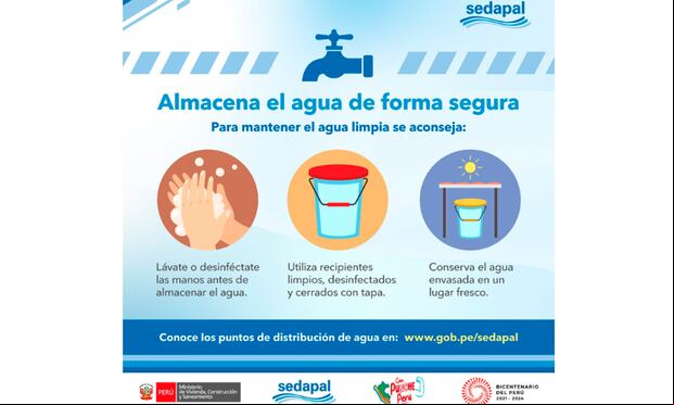 Consejos que debes seguir para almacenar agua. (Foto: Captura/Twitter-Oficial)