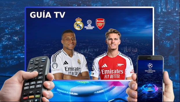 Lista de horarios y canales de televisión para ver el partido entre Real Madrid y Arsenal este martes 8 de abril por la ida de los cuartos de final de la UEFA Champions League 2024-25 desde el Emirates Stadium de Londres (Foto: Canva.com / Noé Yactayo)