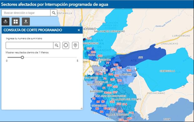 El mapa de Sedapal