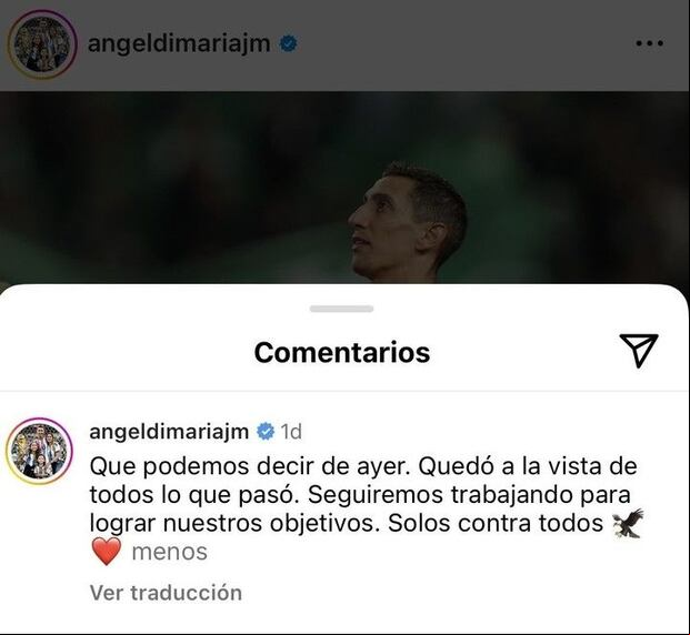 La polémica publicación de Di María en las redes sociales.