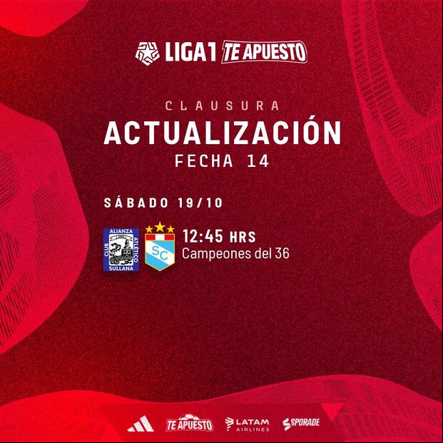 Liga 1 anunció cambio de horario del Sporting Cristal vs. Alianza Atlético. (Foto: Liga 1 Te Apuesto)