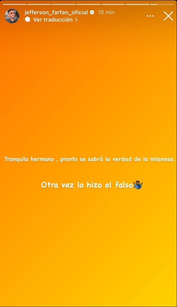Mensaje de Jefferson Farfán a través de las redes sociales. (Foto: Captura de Instagram).