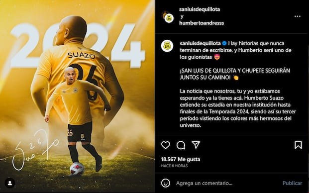La publicación de San Luis de Quillota en sus redes sociales. (Foto: Instagram)