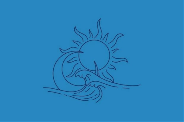 Esta imagen, que posee un fondo de color celeste oscuro, te muestra dos dibujos: el de un sol, el de una luna y el de una ola. (Foto: MDZ Online)