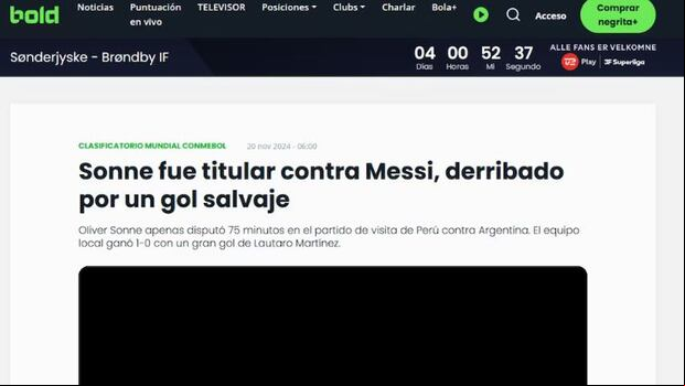 Portal Bold se refirió a Sonne tras la fecha doble de noviembre con Perú. (Bold)