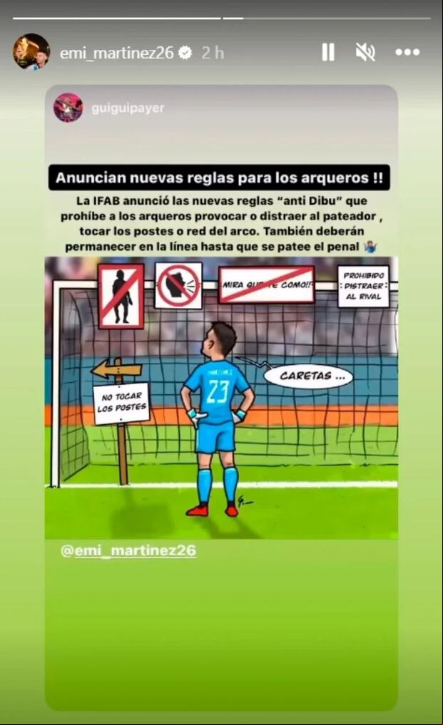 La publicación de 'Dibu' Martínez en sus redes sociales. (Captura: Instagram)
