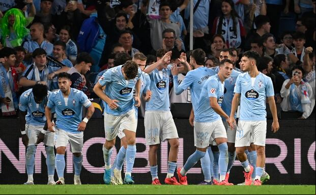 Celta de Vigo y la celebración del gol del empate ante Real Madrid. (Foto: AFP)