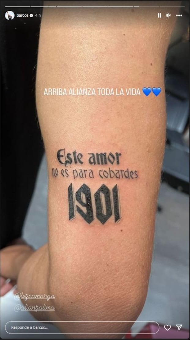 Hernán Barcos presenta tatuaje en honor a Alianza Lima