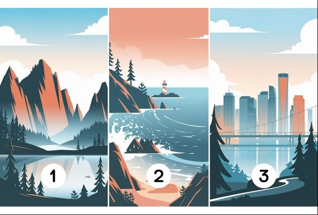 Choose one of the landscapes in this image to discover what your greatest strength is (Design: Depor).