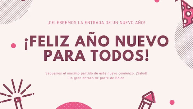 Las mejores tarjetas para enviar al recibir el Año Nuevo 2025. (Imagen: Canva)
