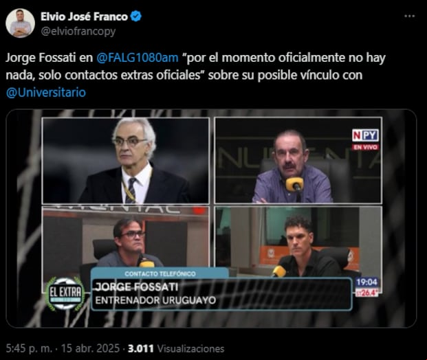 El estratega uruguayo conversó con la prensa internacional. (Captura X)