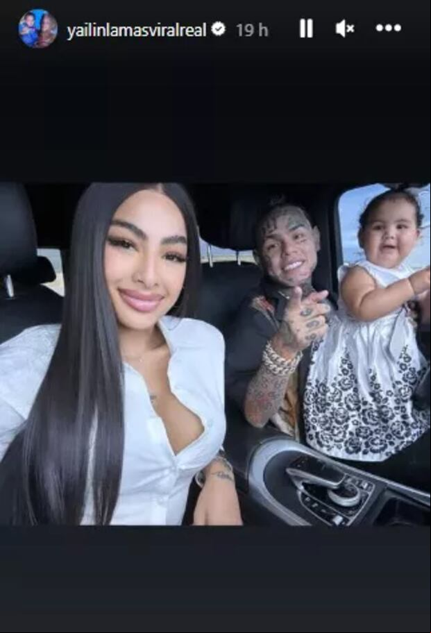 Yailin, Tekashi 6ix9ine y la pequeña Cattleya en un selfie para el recuerdo (Foto: Yailin La Más Viral / Instagram)