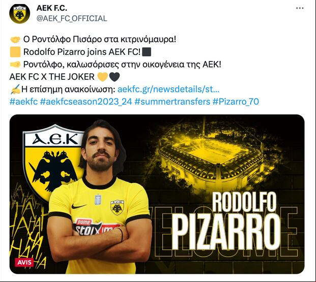 Será la primera vez que Rodolfo Pizarro llegue el continente europeo.