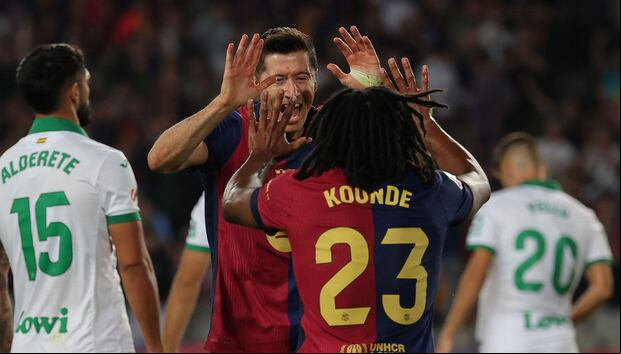 Robert Lewandowski anotó el gol de la victoria para que el Barcelona sume su séptimo triunfo consecutivo en LaLiga. (Foto: AFP)