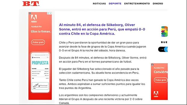 El debut oficial de Oliver Sonne con Perú generó repercusiones en Dinamarca. (Imagen: Captura)