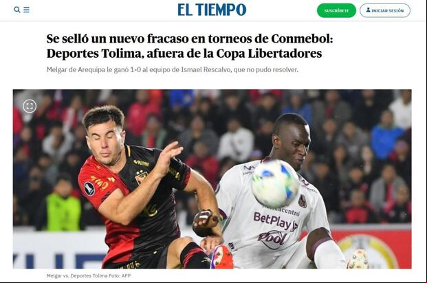 Prensa colombiana habló sobre eliminación de Tolima ante Melgar. (Foto: El Tiempo)