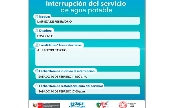 Sedapal informó qué distritos no tendrán agua este sábado 10 de febrero. (Foto: Twitter)