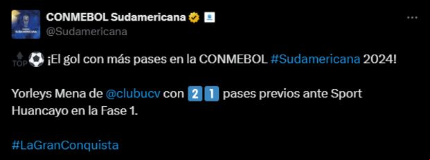 Publicación de la Conmebol sobre César Vallejo. (Captura: X)