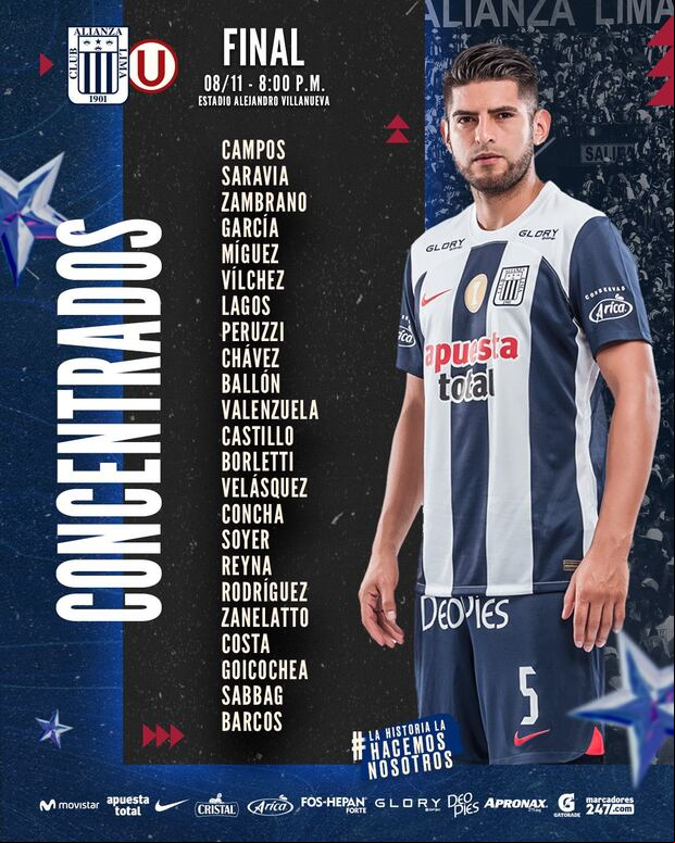 Convocados de Alianza Lima para la final de vuelta ante Universitario. (Foto: Alianza Lima)