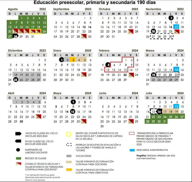 Calendario escolar SEP 2023-2024 (Foto: SEP)