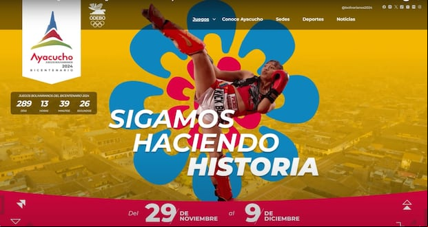 La web de los Juegos Bolivarianos Ayacucho 2024. (Foto: Legado)
