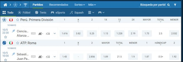 Cuotas 1xbet Perú