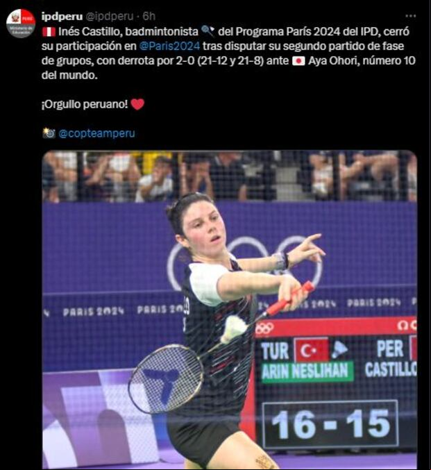 Inés Castillo en el quinto día del Team Perú en París 2024. (IPD)