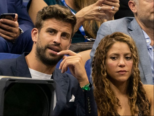 Gerard Piqué y Shakira durante el partido de Rafael Nadal (España) vs. Diego Schwartzman (Argentina) en el US Open 2019 (Foto: AFP)