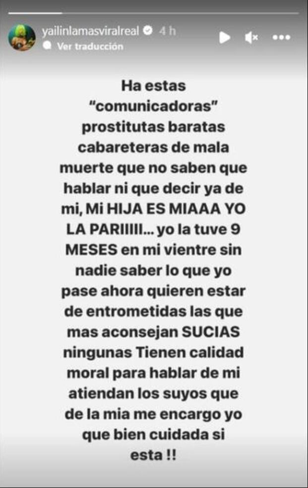 Yailin La Más Viral publicó fuerte mensaje para las periodistas que critican su vida y la de su hija (Foto: Yailin La Más Viral / Instagram)