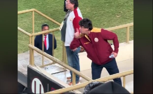 Jean Ferrari y el polémico gesto en la tribuna durante el Universitario vs Cristal. (Foto: Captura TikTok)