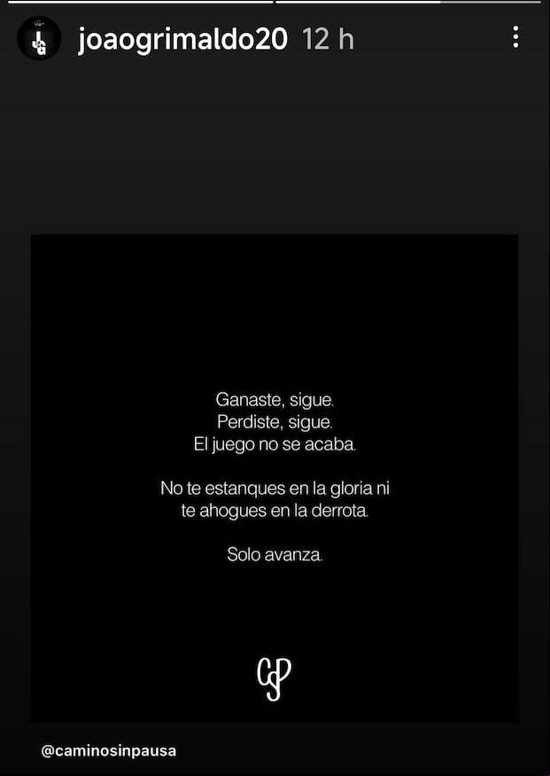 Joao Grimaldo y su publicación en Instagram. (Imagen: Captura de Instagram)