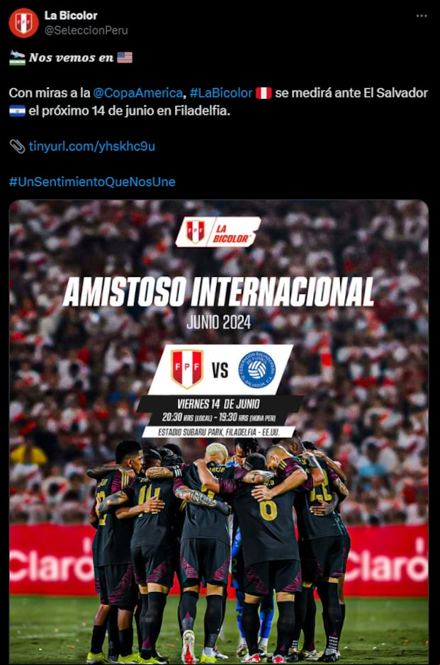 Perú vs. El Salvador chocarán en amistoso, en junio, con miras a la Copa América. (Foto: Twitter)