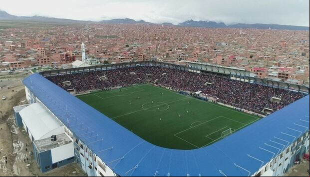 El Estadio Municipal de El Alto, a 4.090 metros sobre el nivel del mar, será el escenario donde se disputará el partido entre Bolivia y Colombia.