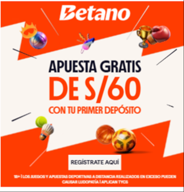 Con el código promocional Betano tendrás la posibilidad de conseguir una apuesta gratis de S/60 con tu primer depósito. Este es un incentivo útil del operador para los nuevos jugadores.