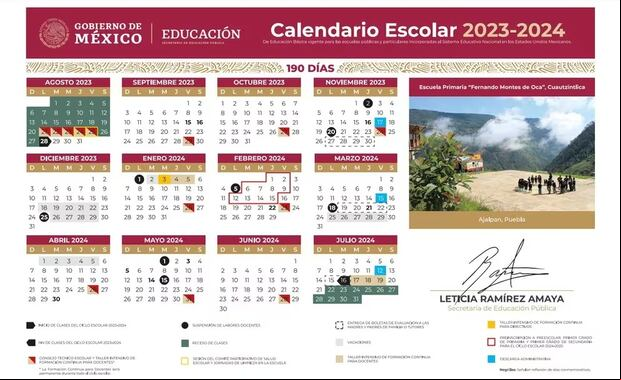 Calendario Escolar del periodo 23-24. (Foto: SEP)