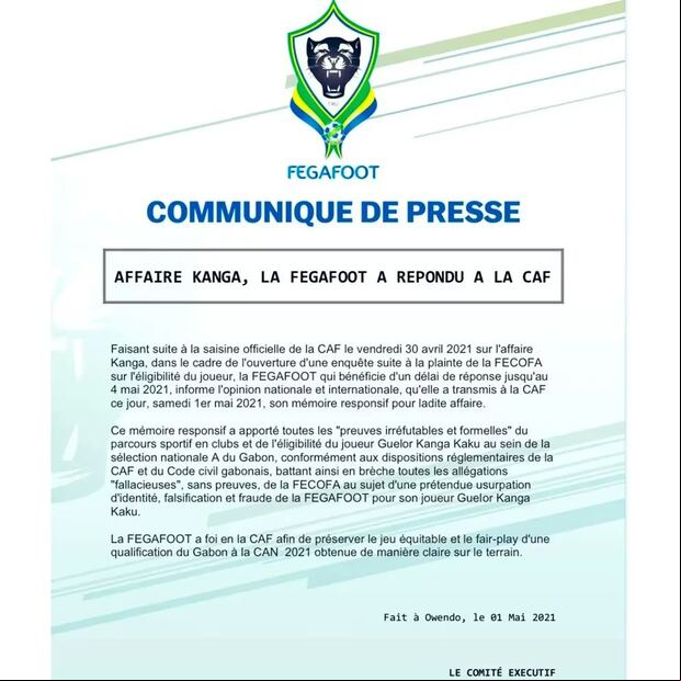 CAF desestimó la denuncia del Congo, permitiendo la participación de Gabón en la Copa Africana de Naciones 2022
