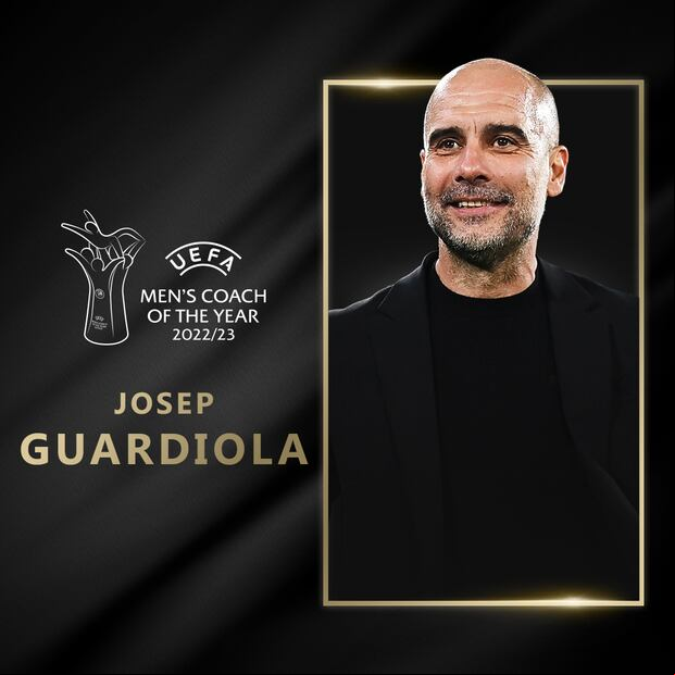 Pep Guardiola fue elegido como Mejor Entrenador del Año de la UEFA. (Foto: UEFA)
