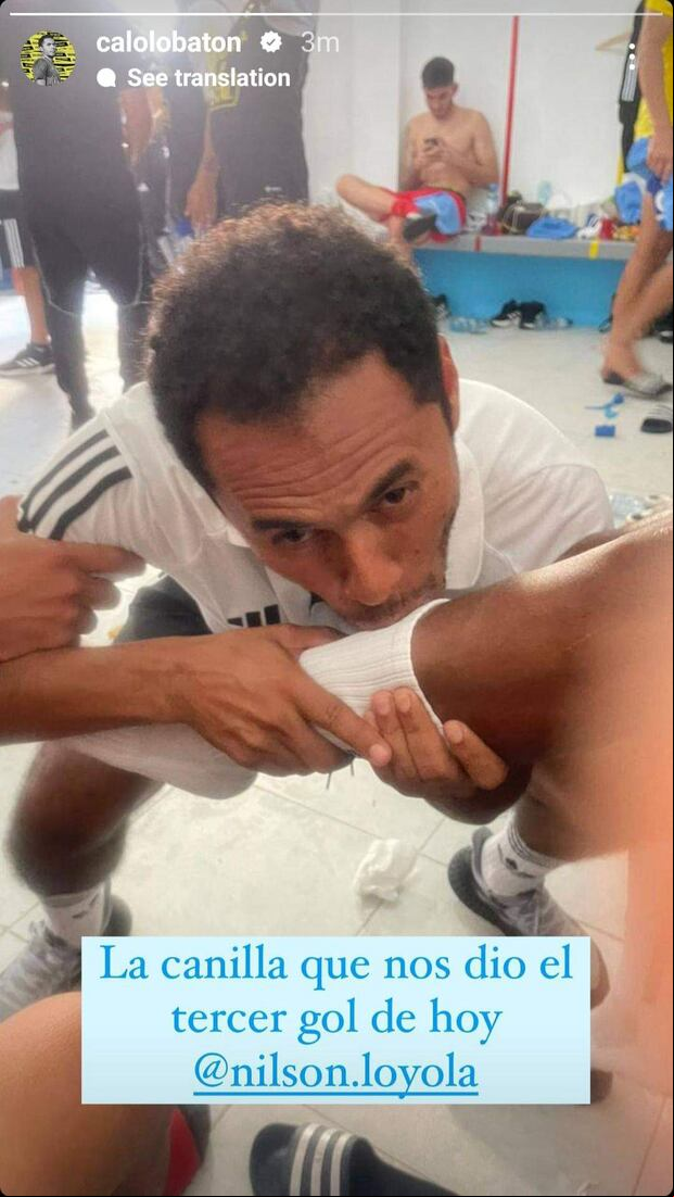 La emoción de Lobatón tras el gol de Loyola. (Captura)