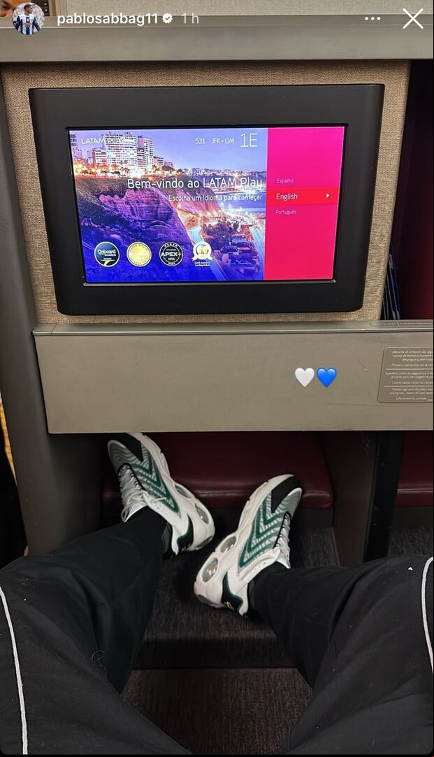 Pablo Sabbag publicó una foto donde demuestra que ya viaja a Lima. (Foto: Captura de IG)