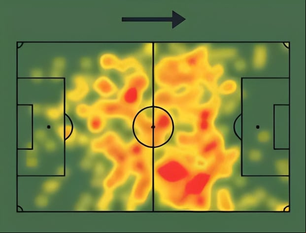 El mapa de calor de Federico Valverde en las Eliminatorias 2026. (Imagen: Sofascore)