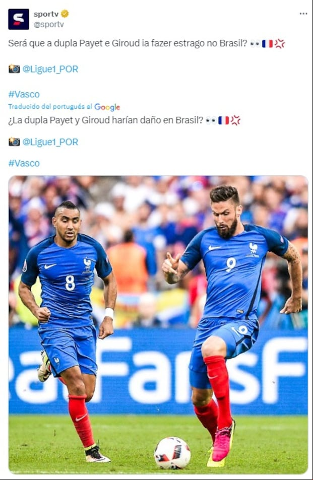 Oliver Giroud y Dimitri Payet podrían reencontrarse en Vasco. (Foto: Captura)