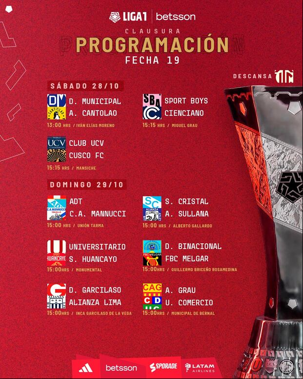 Así quedó la programación de la fecha 19 del Clausura.