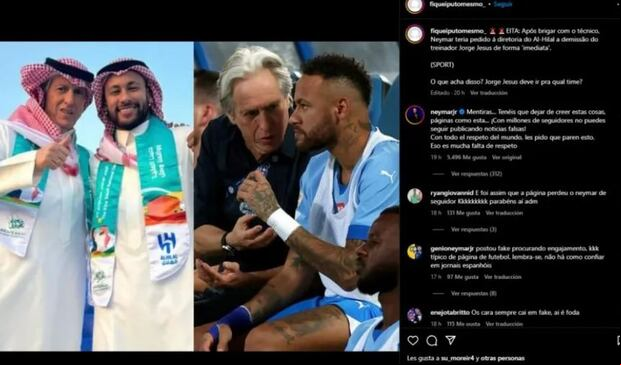 Neymar negó en redes sociales haber pedido la salida del DT del Al Hilal.