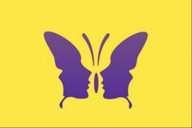 TEST VISUAL | Esta imagen, que posee un fondo de color amarillo, te muestra dos dibujos: de una mariposa y el de dos rostros. (Foto: MDZ Online)