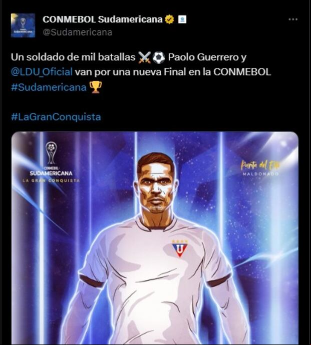 Paolo Guerrero suma un gol en nueve partidos con Liga de Quito. (Imagen: CONMEBOL)