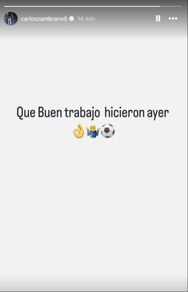 Carlos Zambrano compartió este mensaje en una de sus historias de Instagram.