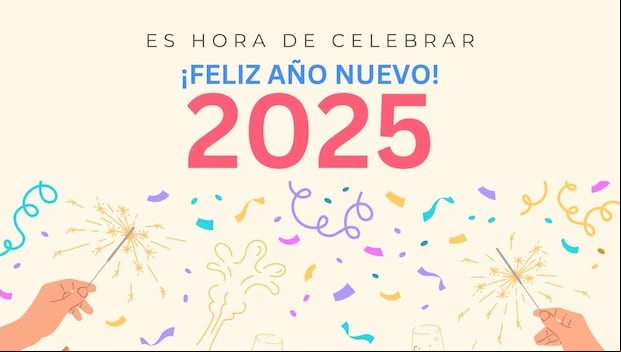 Las mejores tarjetas para enviar al recibir el Año Nuevo 2025. (Imagen: Canva)