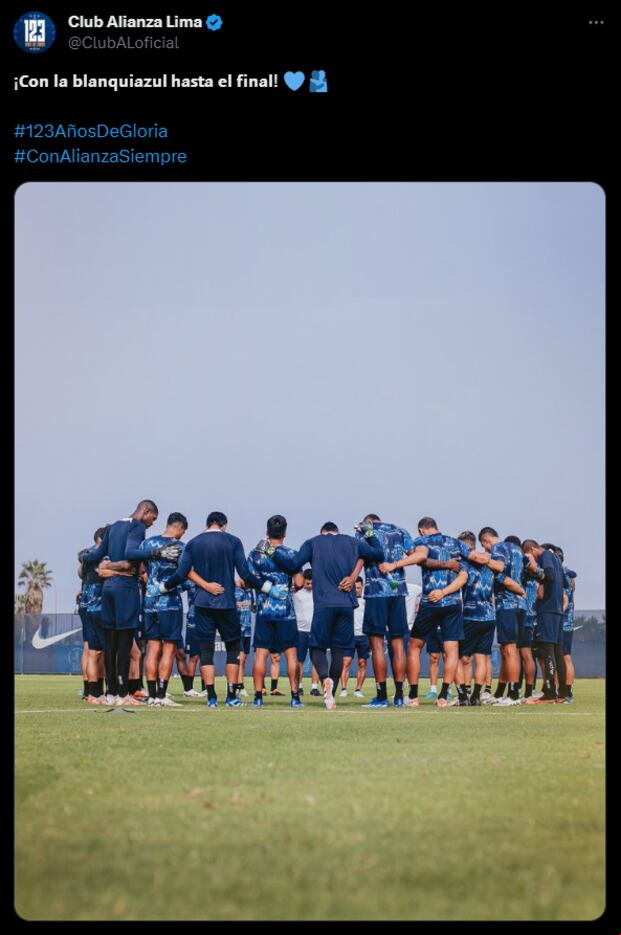 Alianza Lima retomó sus entrenamientos con miras al duelo ante Unión Comercio. (Foto: Twitter)